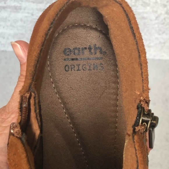 Earth Origins Ankle Boot Suede Leather Colette Cheryl Cognac Brown Size 8 - Picture 9 of 15
